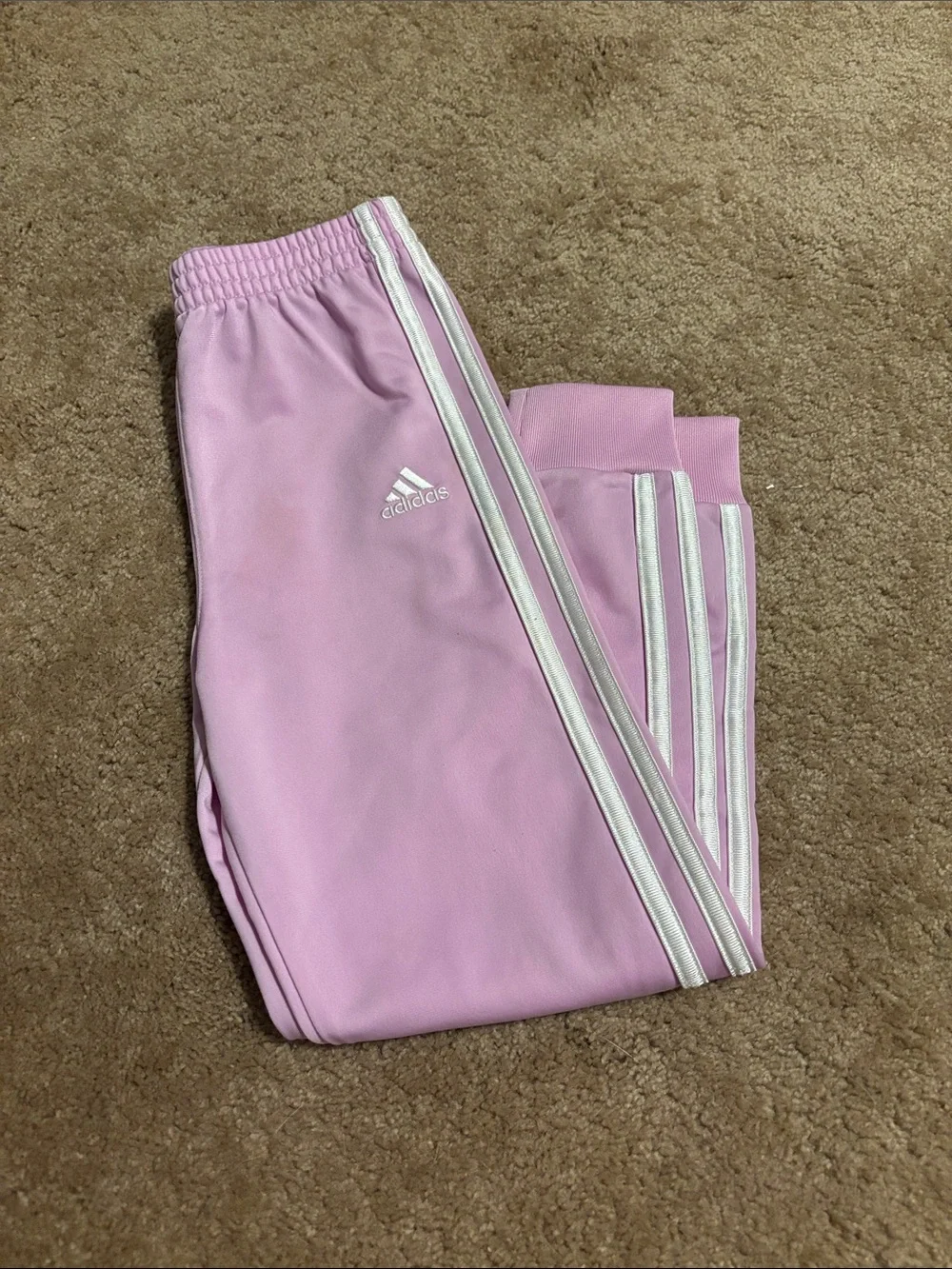 adidas Kids Pink Joggers with White Three Stripes